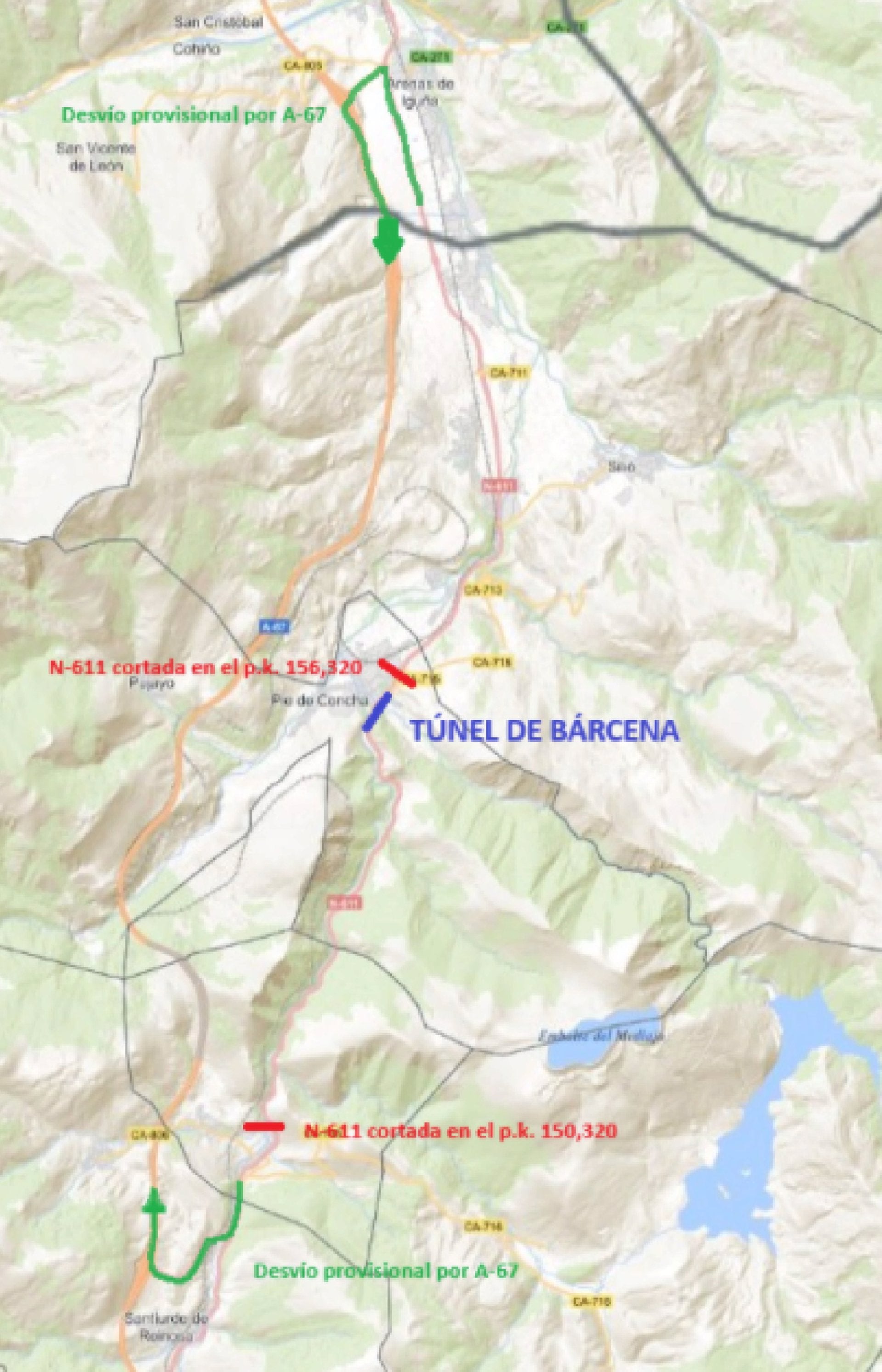 Restricciones de tráfico este jueves en la N-611 por un simulacro en el túnel de Bárcena de Pie de Concha Restricciones de tráfico este jueves en la N-611 por un simulacro en el túnel de Bárcena de Pie de Concha
