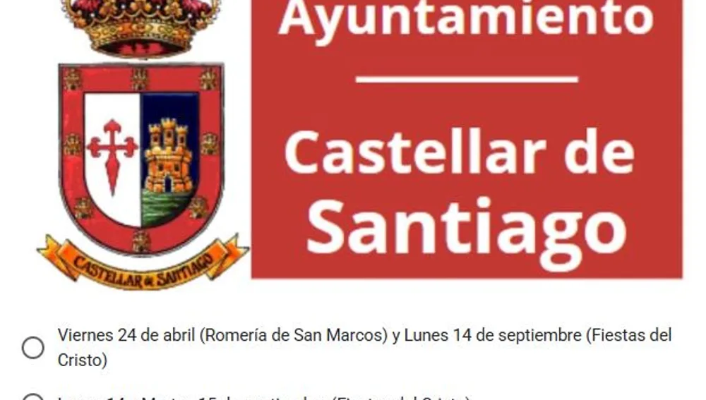 Opciones festivos locales 2026 Castellar de Santiago Opciones festivos locales 2026 Castellar de Santiago