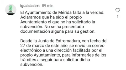 El PP emeritense y el Ayuntamiento de Mérida intercambian críticas tras un comentario a través de la redes sociales del consistorio El PP emeritense y el Ayuntamiento de Mérida intercambian críticas tras un comentario a través de la redes sociales del consistorio