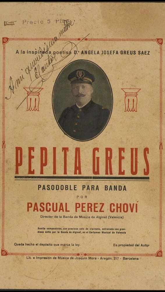 Partitura original del pasodoble Pepita Greus Partitura original del pasodoble Pepita Greus
