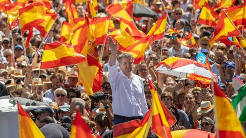 El presidente del Partido Popular, Alberto N&uacute;&ntilde;ez Feij&oacute;o, durante la concentraci&oacute;n del PP bajo el lema &lsquo;Mafia o democracia&rsquo;