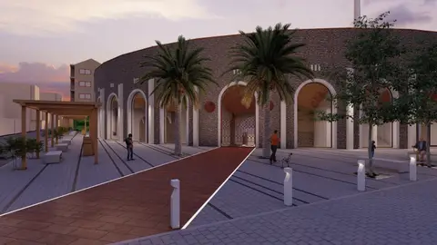 Imagen simulada de la transformación en espacio cultural de la Plaza de Toros de Elda. Imagen simulada de la transformación en espacio cultural de la Plaza de Toros de Elda.