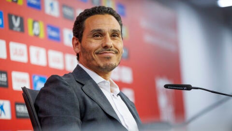 José María Nido Carrasco, en la sala de prensa del Estadio Ramón Sánchez-Pizjuán.