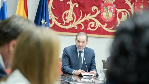 José Luis Ábalos durante su comparecencia en la comisión de investigación del Parlamento de Canarias José Luis Ábalos durante su comparecencia en la comisión de investigación del Parlamento de Canarias