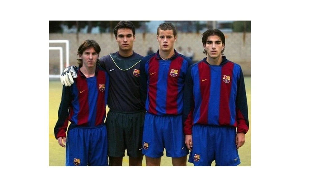 El primero por la izquierda, Messi; el tercero, Riera El primero por la izquierda, Messi; el tercero, Riera