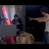 J. Castellano (actor) y Luis Bang (director) durante el rodaje de "Aletheia".