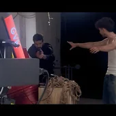 J. Castellano (actor) y Luis Bang (director) durante el rodaje de "Aletheia". J. Castellano (actor) y Luis Bang (director) durante el rodaje de "Aletheia".