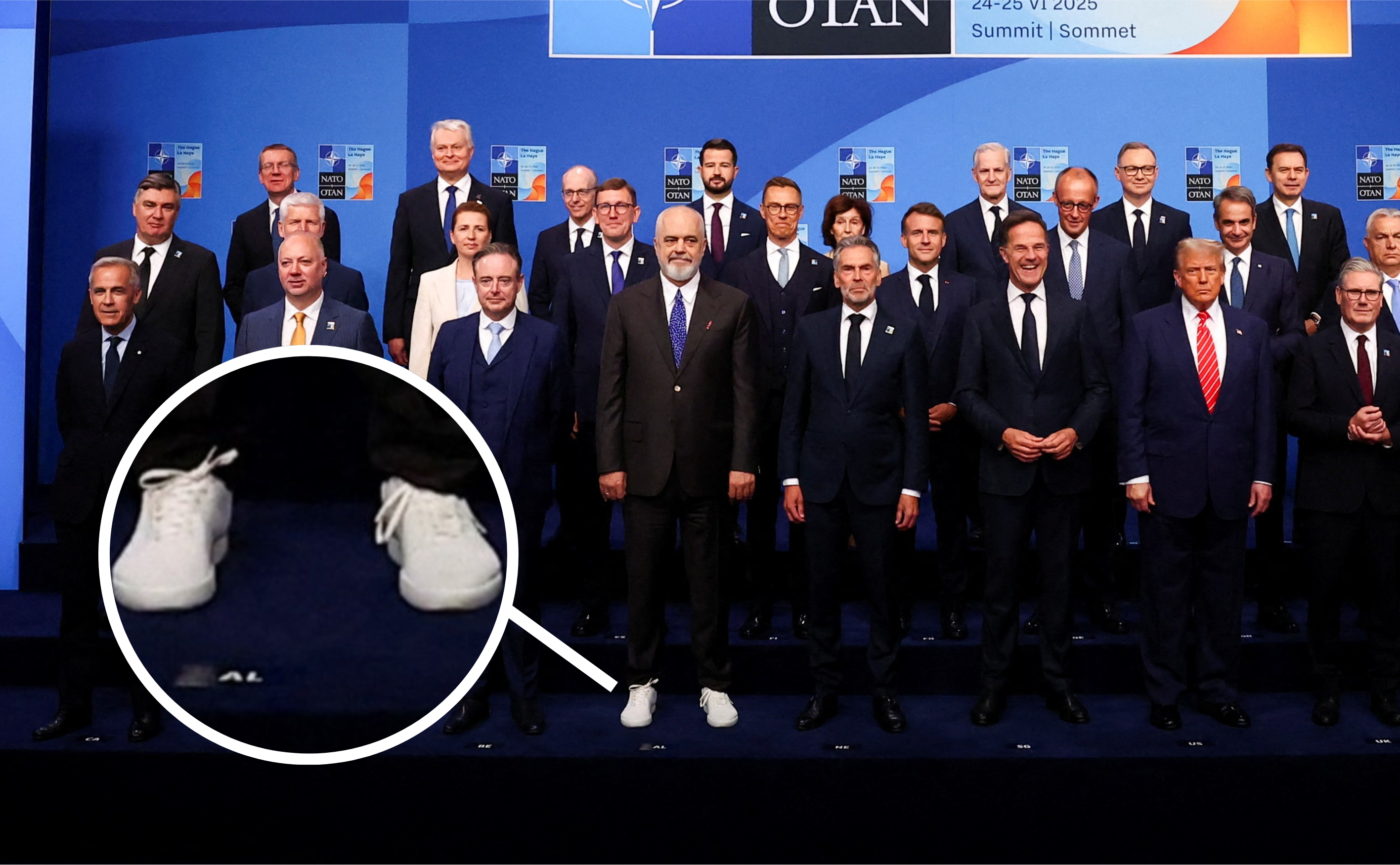 A la cumbre de la OTAN en zapatillas: el mandatario que ha llamado la atención en la foto de familia por su informal atuendo A la cumbre de la OTAN en zapatillas: el mandatario que ha llamado la atención en la foto de familia por su informal atuendo