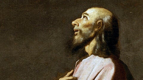 Probable autorretrato de Zurbar&aacute;n (detalle de su obra San Lucas como pintor, ante Cristo en la Cruz).