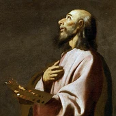 Probable autorretrato de Zurbarán (detalle de su obra San Lucas como pintor, ante Cristo en la Cruz). Probable autorretrato de Zurbarán (detalle de su obra San Lucas como pintor, ante Cristo en la Cruz).