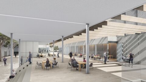 Maqueta del exterior del futuro Centro Sociocultural de Carr&uacute;s