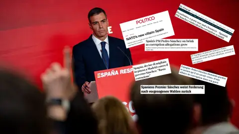 Sánchez, en la diana de la prensa internacional: de "Don Teflón" a "el villano de la OTAN" Sánchez, en la diana de la prensa internacional: de "Don Teflón" a "el villano de la OTAN"