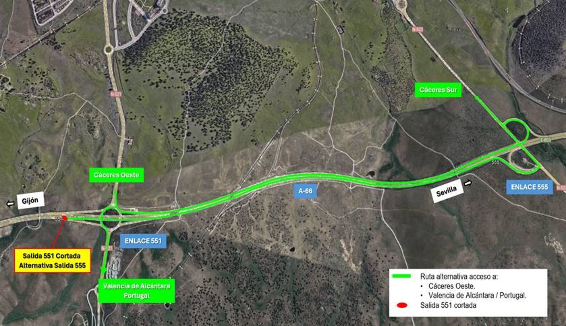 El enlace 551 de la A-66 en Malpartida de Cáceres se cierra al tráfico este viernes y durante tres meses por obras El enlace 551 de la A-66 en Malpartida de Cáceres se cierra al tráfico este viernes y durante tres meses por obras