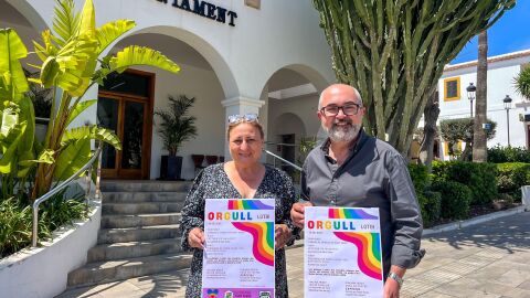 Vicent Roig junto a la concejala Marilina Serra durante la presentación de los actos del Orgullo en Sant Josep