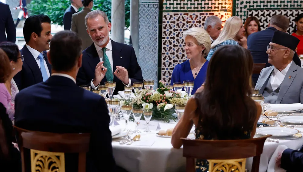 Los Reyes durante la cena de bienvenida de la Cumbre de la ONU Los Reyes durante la cena de bienvenida de la Cumbre de la ONU