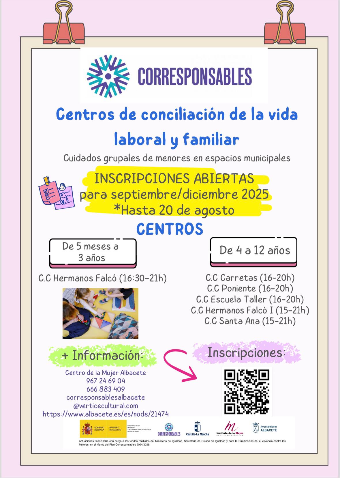 El Plan Corresponsables ofrecerá atención grupal a niños de hasta 12 años en seis centros municipales El Plan Corresponsables ofrecerá atención grupal a niños de hasta 12 años en seis centros municipales