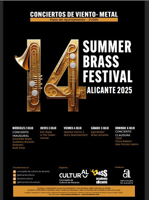 Alicante da la bienvenida a julio con la 14 edición del Summer Brass Festival y el programa “Verano en Parques” Alicante da la bienvenida a julio con la 14 edición del Summer Brass Festival y el programa “Verano en Parques”