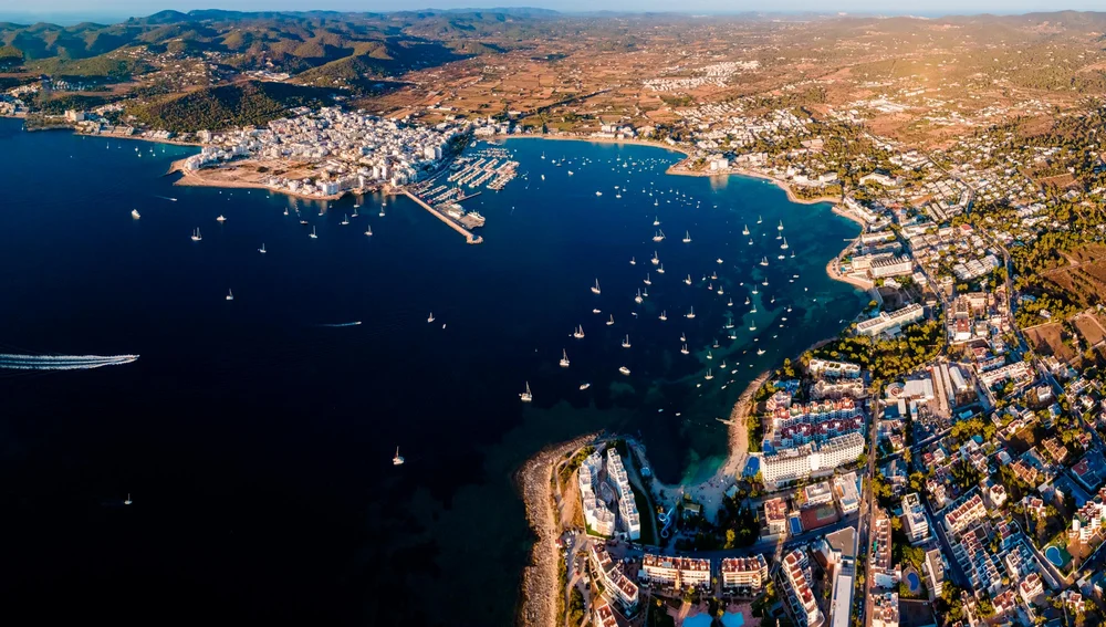 Imagen de archivo de la Bahía de Portmany Imagen de archivo de la Bahía de Portmany