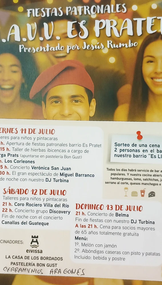 Programa de fiestas de Es Pratet del barrio de Ibiza Programa de fiestas de Es Pratet del barrio de Ibiza