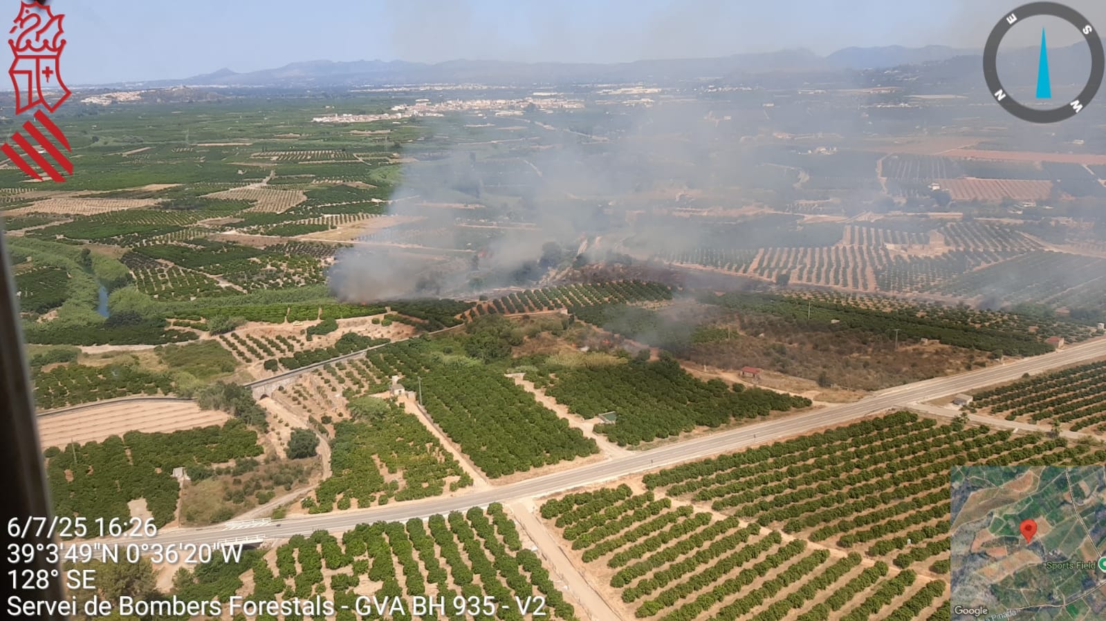Extinguido el incendio de Antella tras afectar a unas 12 hectáreas de cañar y campos abandonados Extinguido el incendio de Antella tras afectar a unas 12 hectáreas de cañar y campos abandonados