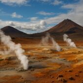 Geotermia en paisaje volcánico (generada por IA)