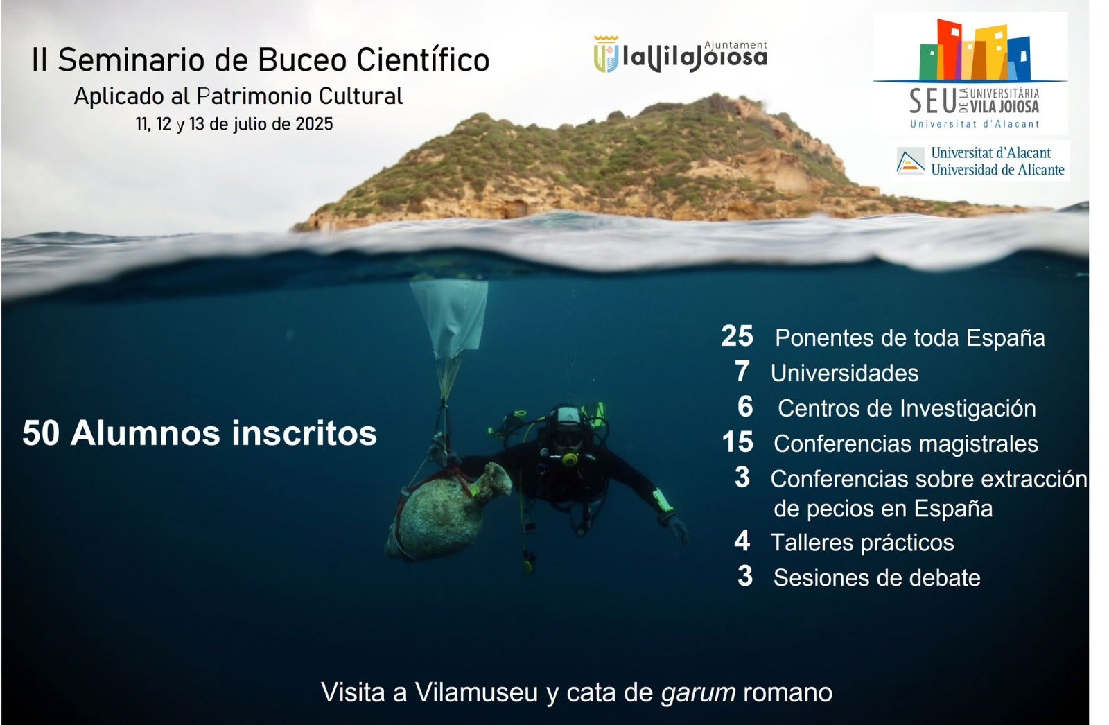Villajoyosa reúne a 25 expertos en arqueología subacuática en el II Seminario de Buceo Científico Villajoyosa reúne a 25 expertos en arqueología subacuática en el II Seminario de Buceo Científico