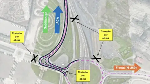 Afecciones a la altura de Sabiñánigo por las obras en la N-330 Afecciones a la altura de Sabiñánigo por las obras en la N-330