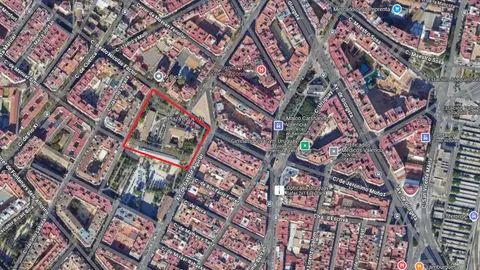 En rojo, terrenos donde se levantará el complejo patraix