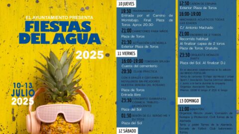 Cartel con la programaci&oacute;n de las Fiestas del Agua 2025 de Torres de la Alameda