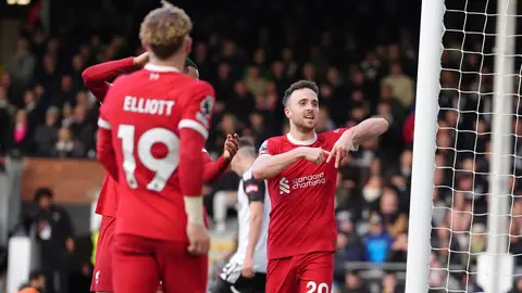 Diogo Jota celebra uno de sus goles con el Liverpool. Diogo Jota celebra uno de sus goles con el Liverpool.