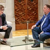 Salvador Illa i Oriol Junqueras en una reunió al Palau de la Generalitat Salvador Illa i Oriol Junqueras en una reunió al Palau de la Generalitat
