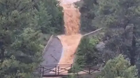 Barranco desbordado en el término municipal de Ráfales INUNDACION