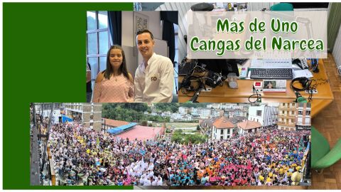 Aitana y Alejandro junto a las gentes de la Plaza del Ayto el d&iacute;a 14
