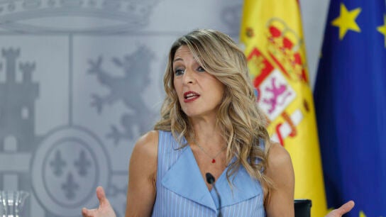 La vicepresidenta Segunda y ministra de Trabajo, Yolanda Díaz, en la rueda de prensa posterior al Consejo de Ministros/ EFE/ Mariscal