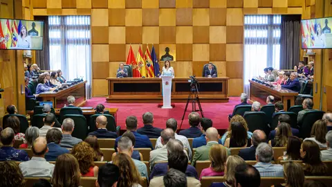 Natalia Chueca durante su intervención en el Debate sobre el Estado de la Ciudad, en el Salón de Plenos del Ayuntamiento de Zaragoza Natalia Chueca durante su intervención en el Debate sobre el Estado de la Ciudad, en el Salón de Plenos del Ayuntamiento de Zaragoza