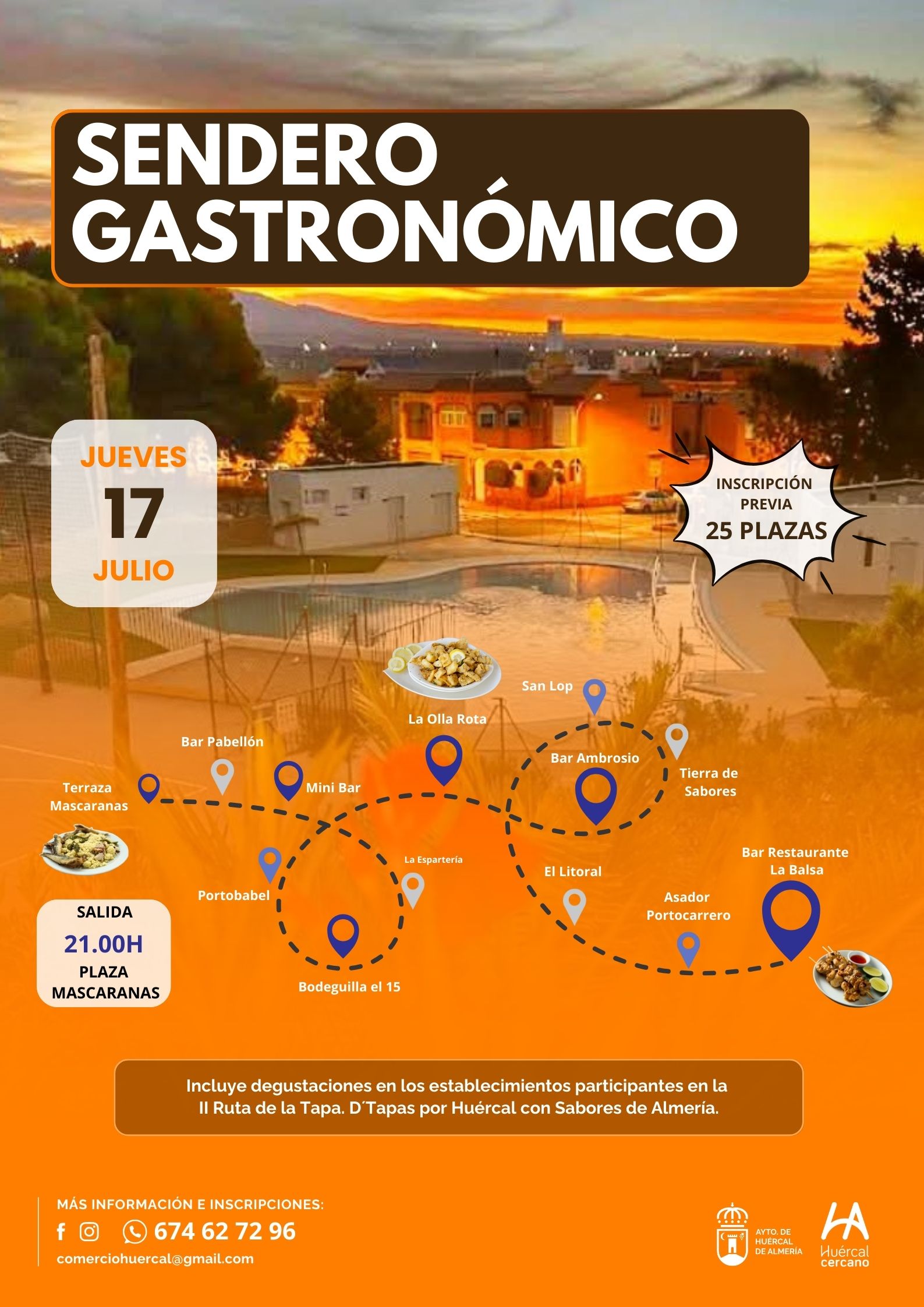 Un paseo nocturno con tapas gratuitas: Huércal de Almería presenta su primer Sendero Gastronómico Un paseo nocturno con tapas gratuitas: Huércal de Almería presenta su primer Sendero Gastronómico