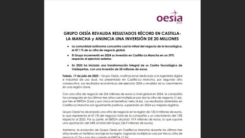 Grupo OESIA anuncia una inversi&oacute;n de 20 millones de euros