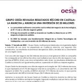 Grupo OESIA anuncia una inversión de 20 millones de euros