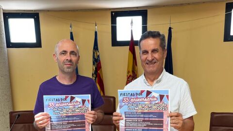El concejal de Fiestas, Jos&eacute; &Aacute;ngel Vallejos, y el alcalde, Jos&eacute; Manuel Butr&oacute;n, en la presentaci&oacute;n de las Fiestas de la Segregaci&oacute;n