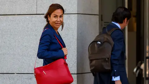 La expresidenta de Adif Isabel Pardo de Vera a su llegada este lunes a la Audiencia Nacional. La expresidenta de Adif Isabel Pardo de Vera a su llegada este lunes a la Audiencia Nacional. EFE/Mariscal