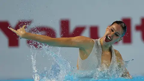 Iris Tió, en la final de natación artística de solo libre durante el Mundial de Singapur 2025. Iris Tió, en la final de natación artística de solo libre durante el Mundial de Singapur 2025.