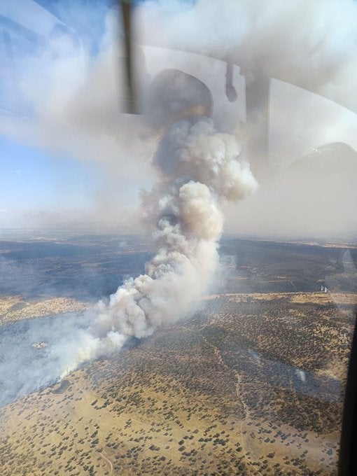El viento complica las labores de extinción en dos incendios forestales en Arroyomolinos y en Tres Arroyos en Badajoz El viento complica las labores de extinción en dos incendios forestales en Arroyomolinos y en Tres Arroyos en Badajoz