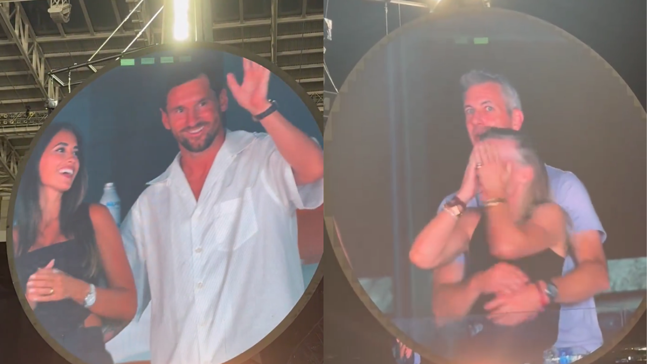 La kisscam de Coldplay 'pilla' a Messi con su mujer La kisscam de Coldplay 'pilla' a Messi con su mujer