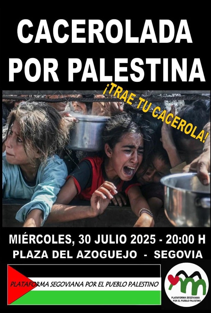 La plataforma por el pueblo palestino programa una cacerolada en protesta por la invasión de Gaza La plataforma por el pueblo palestino programa una cacerolada en protesta por la invasión de Gaza