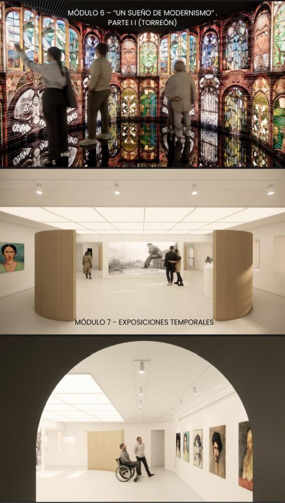 Recreación de los módules 6 y7 del proyecto museológico y museográfico del Círculo oscense.
