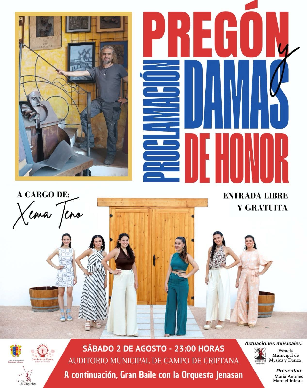 Xema Teno, escultor de Campo de Criptana, dará el pregón y abrirá la feria 2025 en el Auditorio Municipal Xema Teno, escultor de Campo de Criptana, dará el pregón y abrirá la feria 2025 en el Auditorio Municipal