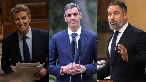 Alberto Núñez Feijóo, Pedro Sánchez y Santiago Abascal Alberto Núñez Feijóo, Pedro Sánchez y Santiago Abascal