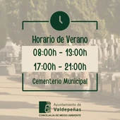 Horario de verano Cementerio Municipal de Valdepeñas Horario de verano Cementerio Municipal de Valdepeñas