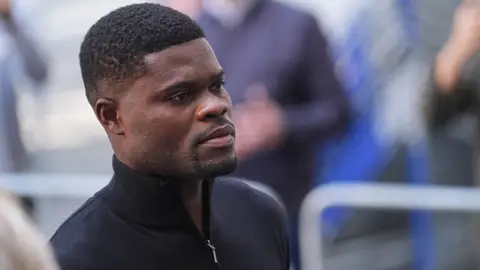 El centrocampista ghanés Thomas Partey, en su comparecencia en Westminster El centrocampista ghanés Thomas Partey, en su comparecencia en Westminster