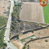 Imagen aerea del conato de incendio forestal, ya apagado, que se declaraba el 6 de agosto de 2025 en Firgas, Gran Canaria